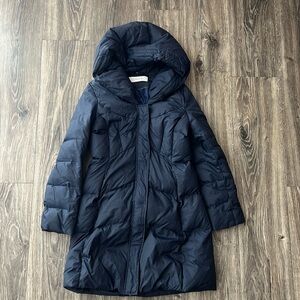 T Tahari Winter Navy Puffer Long Coat